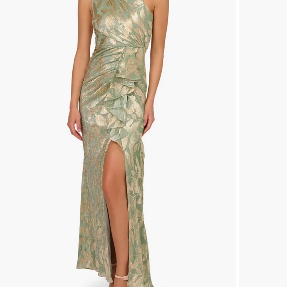 Foil Asymmetric Neck Gown Women's Dress - Picture 2 of 8